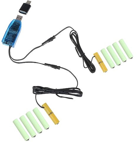 Mllepjdh 2-in-1 5V USB a 1V-24V LR03 Eliminatori Sostituire 1-8pcs Batterie Caricabatterie USB C, Tipo C Modello