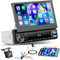 Hikity Radio Coche Bluetooth 1Din con Pantalla Plegable, Estéreo de Coche con Pantalla Deslizante de 7 Pulgadas con Bluetooth Manos Libres FM Tipo-C 2USB AUX Mirror Link Cámara de visión Trasera SWC