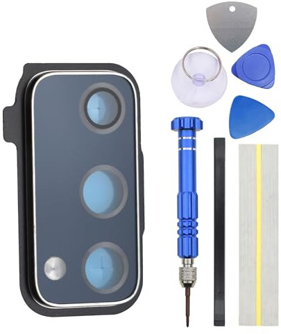 Telaio di ricambio bianco per fotocamera posteriore Samsung Galaxy S20 FE con copertura in vetro della fotocamera adesivo pre-installazione e kit di strumenti di installazione