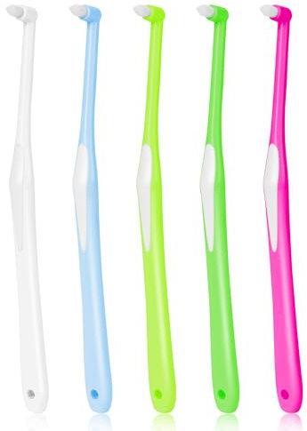 OFFCUP Interspace Zahnbürste, Interdentalbürsten, weiche einzelne getuftete Zahnbürsten, schlanke Universal-Pflegebürste für kieferorthopädische Zahnspangen, Detailreinigung, 5 Stück