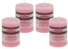 4er Set Adventskranzkerzen Raureif Rosa 80/58 mm durchgefärbte Trend-Kerzen