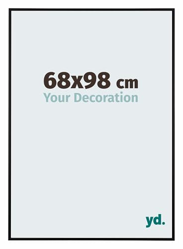 yd. Your Decoration - Cadre 68x98 cm - Cadres Photos en Aluminium Avec Verre acrylique - Anti-Reflet - Noir Mat - Cadre Decoration Murale - Kent