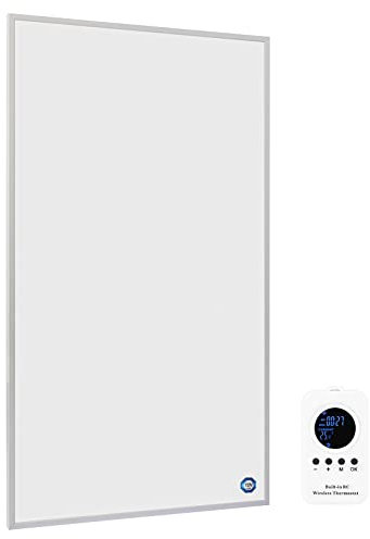 Hocosyme Infrared Panel Heater 600W With Remote Control, Reach Operating Temperature in One Minute up to 120℃, Fast Heating, Overheating Protection, Wall-Mounted or Vertical