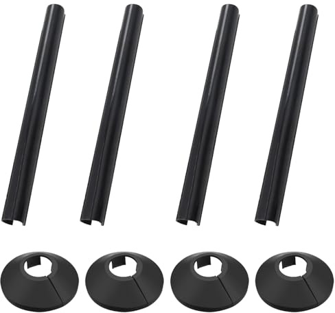Pack of 4 Black 15mm Radiator Pipe Hole Covers – Conceal and Protect Pipe Holes, Easy Installation for Home & Office Use