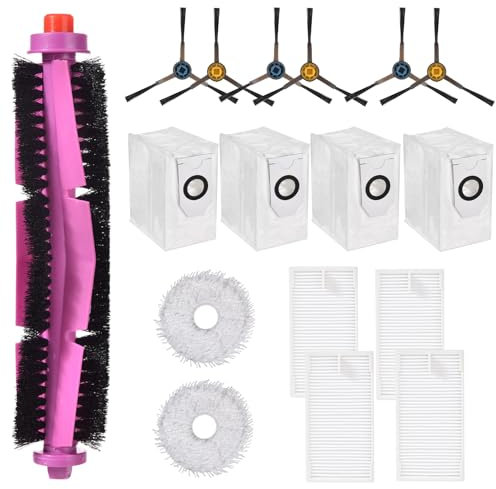 Rebirthcare 14 accesorios para Eureka J12 Ultra repuestos para Midea V12, 1 cepillo principal, 4 bolsas de aspiradora, 4 filtros, 2 toallitas, 6 cepillos laterales