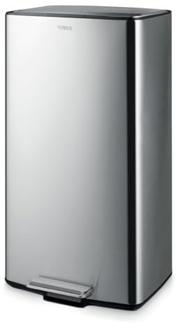 Tower T838020SS 40L Rectangular Pedal Bin with Removable Inner Bucket and Filter Compartment, Strong & Durable, Stainless Steel