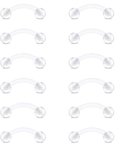 AceFun 14G/16G Gebogener Barbell Piercing Set - 1,2/1,6mm Bioflex Retainer | Unsichtbare Bauchnabel/Lippenpiercings | MRT-sicher & Hypoallergen (8/10mm Länge)
