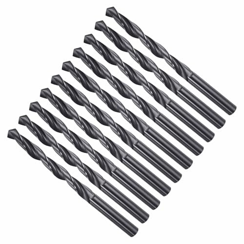 CoCud Foret Hélicoïdal, Mèche Polyvalente Universelle à Creuser 9mm, Forets Jobber 4241 HSS Nitruration Noir Tige Droite 118° pour Métal Tendre Acier Inoxydable Plastique Bois, 10 Pièces