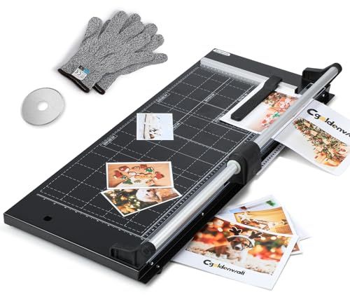 CGOLDENWALL Massicot A2, Professionnel Coupe Papier pour 12 Feuilles | avec Poinçonneuse d'Angle, Boîte de Rangement, Coupe Sûre Et Ergonomique pour Bureau, École, Maison, DIY (5 Types de Lames)