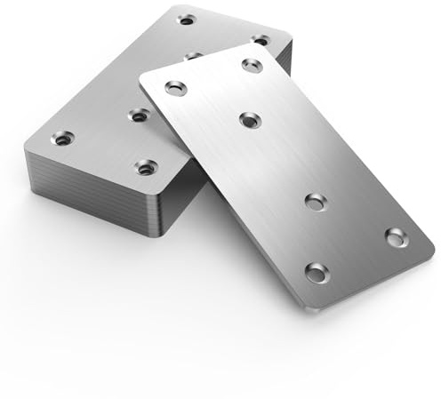 20pcs Chapas Metalicas Chapa Perforada Acero Inox,Pletinas Metalicas Planas | 6 Orificios, Placa Union Conector Plano, Placas de Unión Planas, Soportes de Placas Perforadas de Reparación(100 x 50mm)