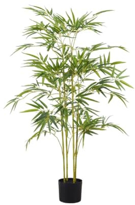 PortoAlegre Grand bambou artificiel en pot - 100 cm - En soie avec 4 troncs et feuilles réalistes - Pour bureau, salon, balcon, décoration d'angle
