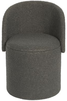 GC GAVENO CAVAILIA Boucle Round Stool Ottoman Storage Box with Lid,Charcoal | Vanity Stool |Hidden Storage |Removable Lid |Ottoman Folding Stool Foot Rest | Bench Seat Chair For Living Room, Bedroom