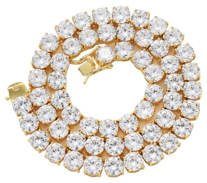 BMKGODN 8 mm Tennis-Halskette for Damen, 18 Karat vergoldet, Rundschliff-Labordiamant-Halskette, Kette, CZ-Halsketten for, Party, Abschlussball, Schmuck, Halsketten
