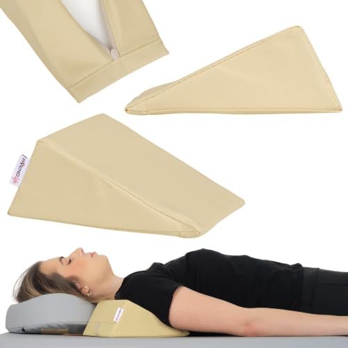 HABYS Lagerungskeil 20x15x10 cm (Beige) | Lagerungsmaterial Physio Kissen für Therapie, Massage, Physiotherapie, PVC-Polsterung, Hochelastischer Schaumstoff