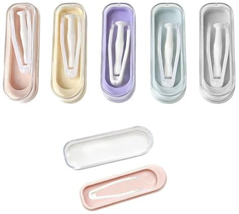 5 pcs Pinces a lentilles de Contact,Pinces à lentilles de contact ventouse,Inserteur de Lentilles de Contact,Ventouse Lentille Souples et rigides pour lentilles de Contact avec boîte pour Voyage