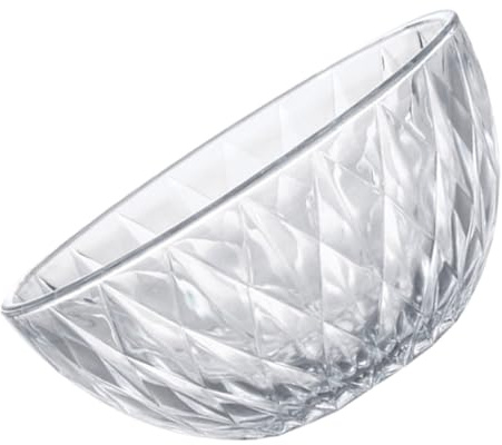 Milisten Glass Food Serving Bowl 20Cm Crystal Design Salad Bowl for Parties and Fruit Serving