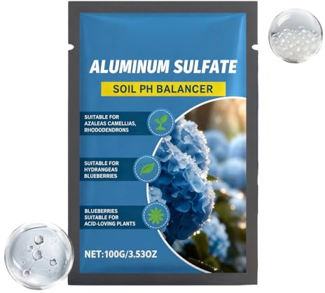 Acidifiant du sol au sulfate d'aluminium pour hortensias – Amplificateur de couleur pour bleu hortensia, aérateur de pH rapide du sol pour de jardin et terre, acidifiant du sol pour hortensias