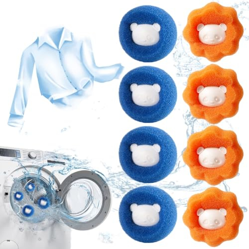 Pet Hair Remover Washing Machine, 8 PCS Pet Hair Catcher Traps Fur | Reusable Washing Machine Hair Catcher, Anti-Tangle Design, Protects Fabrics, For Clothes & Bedding