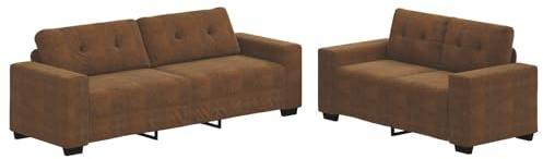 HFXHIJXQ Sofa Set 2-teilig Kunstleder Braun - Couchgarnitur mit 2-Sitzer (160 cm) und 3-Sitzer (221 cm) - Polstersofa mit Breiten Armlehnen für Wohnzimmer und Büro