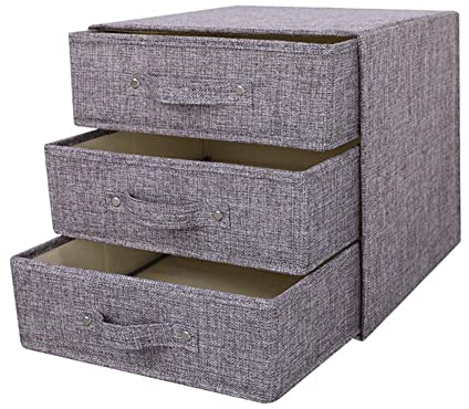 YINGGG Caja de almacenamiento de tela con asa, organizador de cajones con tapa, contenedor plegable para calcetines