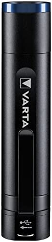 VARTA Taschenlampe LED aufladbar, Night Cutter F20R Leuchte, Lampe mit vier Leuchtmodi, inkl. Micro-USB Ladekabel, spritzwassergeschützt, kleine Taschenleuchte, schwarz