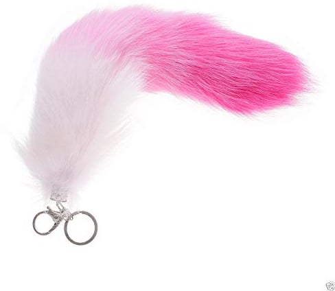 38cm Fuchsschwanz Schlüsselanhänger Fashion Farbverlauf Taschenanhänger künstlich Fuchsschweif Weich Schweifanhänger mit Schlüsselring und Karabiner (Rosa)