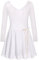 FONLAM Mädchen Ballettkleid Balletttrikot Langarm Tanzkleid Tanzbody Ballettrock Chiffon Tutu Kinder Ballettanzug Baumwolle (9-10 Jahre, Weiß)