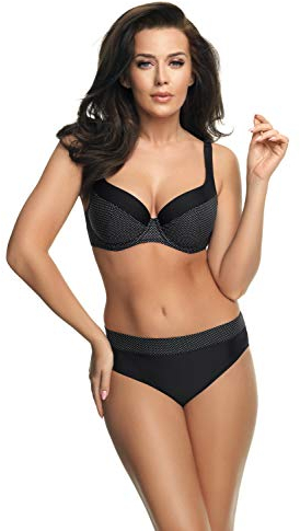 Selente My Secret 1875 attraktiver Bikini in großen Größen mit vorteilhaftem Schnitt, Bikini Schwarz/Weiß gepunktet, BH 95D / Slip 3XL