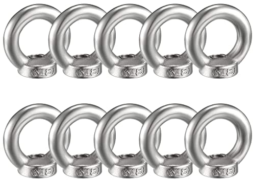 10 Stück Ringmutter M8 Edelstahl Ringösen Edelstahl Augenmuttern Hardware Ringförmige Innengewinde-Befestigungsschraube zum Heben von Zubehör, Oberflächenpolieren, Silber