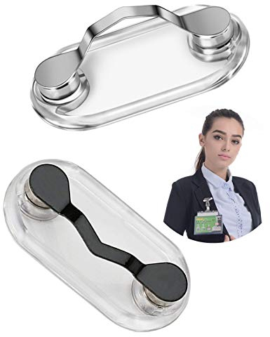 2 Stk Stark Magnetisch Brillenhalter Magnet Headset Line Clip Edelstahl Badge Clip Kann an Kleidungsstück Befestigt Werden, für Brillen, Sonnenbrillen, Lesebrillen, Ohrhörer, Ausweis—Silber+Schwarz