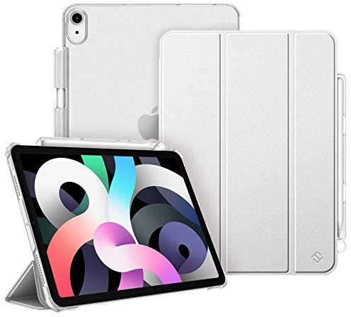 Fintie Hülle für iPad Air 11 Zoll M3 2025/M2 2024, iPad Air 5 2022/4 Generation 2020 10.9 Zoll mit Stifthalter, ultradünne leichte Schutzhülle Case mit transparenter Rückseite, Silber