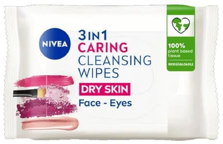 NIVEA Lingettes Nettoyantes Biodégradables Peau Sèche (40 feuilles), Lingettes Biodégradables 100% Fibres Végétales, Lingettes Démaquillantes, Lingettes Visage Démaquillant, pack de 1