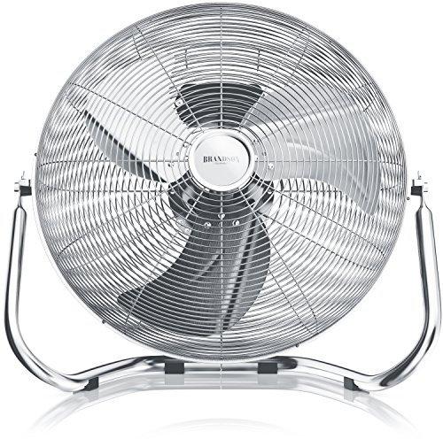 Brandson - Ventilador industrial de 50cm - Máquina de viento 160W – Alto flujo de aire - 3 velocidades – Rejilla de protección - Diseño metal cromo estilo retro - Para oficina sala de estar dormitorio