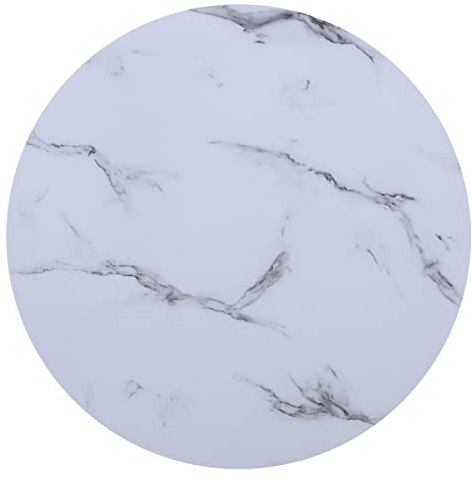 HOOZ Glasplatte Ø 70 cm in Marmor Optik - Schutzplatte mit 6mm ESG Sicherheitsglas - Tischplatte als Schreibtisch, Couchtisch, Esstisch - Glasplatte als Tisch Marmorplatte (Marmoroptik Weiß)