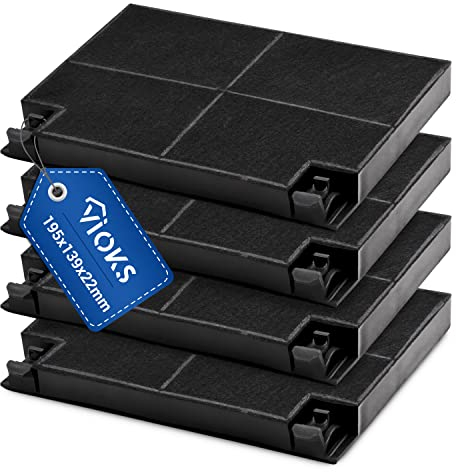 VIOKS SET 4x Dunstabzugshaube Kohlefilter 195x139mm Ersatz für Kohlefilter Zanussi 902979355/2 EFF70 & Aktivkohlefilter Dunstabzug Filter Dunstabzugshaube Aktivkohle/Filter für Dunstabzugshaube