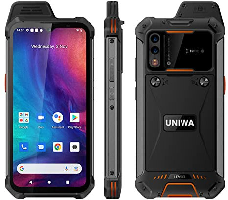 UNIWA W888 Zello Walkie Talkie - Pantalla táctil de 6.3 pulgadas, procesador Octa Core, 4 GB de RAM, 64 GB de ROM, extraíble, 5000 mAh, versión global 4G, Android 11 NFC, smartphone (naranja)