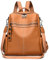 Maxoner Rucksack für Damen, modisch, echtes Leder, wandelbar, Schultertasche, Reisetasche, Rucksack, Damentasche, Echtes Leder, Braun, Small, Tagesrucksäcke