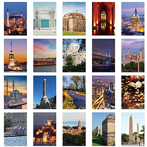 xtvinvm Istanbul Türkei Europa Reisepostkarten aus der ganzen Welt Vintage Postkarten-Set für den Versand von Geschäfts- und Weihnachtsfeiertagen, Geburtstagspostkarten mit Versandseite 20 Stück