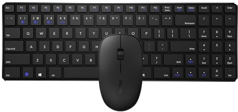 RAPOO | Kabellose Tastatur und Maus 9300M (QWERTY-Tastatur und ergonomische Bluetooth-Maus, Laufzeit bis zu 12 Monate, ultradünne Tastatur, ergonomische Maus, 1300 DPI) Schwarz, (PT Keyboard Layout)