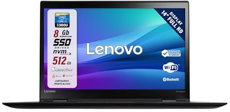 Lenovo ThinkPad, Diplay 13.3 FHD, CPU Intel i5-8250U, Ram 16GB, SSD 256GB, W11, Computer Portatile Pronto all'uso con Libre Office (Ricondizionato)