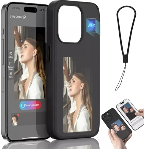 Smart Ink Screen Phone Case, Smart Ink Phone Case, Smart NFC Phone Case for IPhone13/14/15/Pro/Pro Max (for iPhone 15,Black)