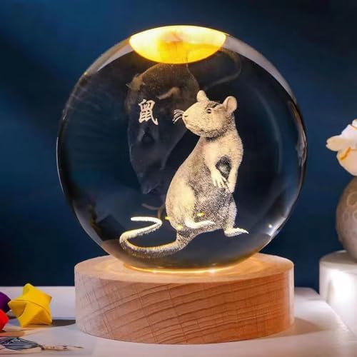 Figuras coleccionables del Zodiaco Chino Feng Shui, diseño 2024, Bola de Cristal de Doce Animales, Año Nuevo Chino,Rat,Big