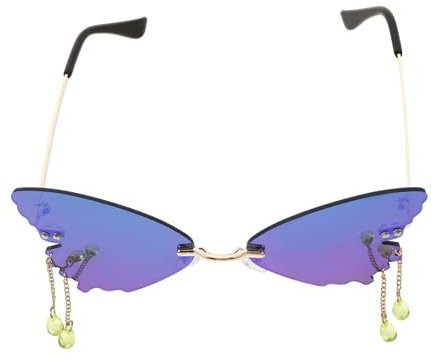 MOBUTOFU Sonnenbrille Mit Schmetterlingsrahmen Vintage Randlose Sonnenbrille Neuheitssonnenbrille Schmetterlingsbrille Party Lustige Sonnenbrille Damen Sonnenbrille Halloween