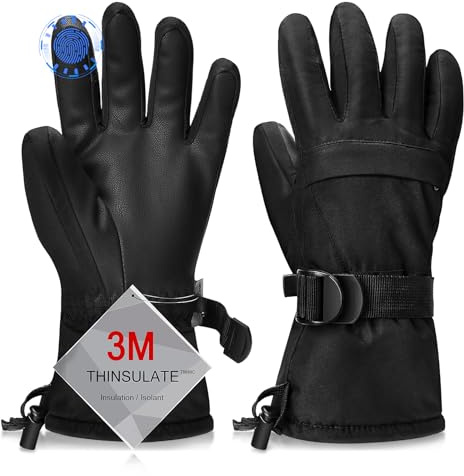 Odtmger wasserdichte Winter Ski Handschuhe, Warm Touchscreen Schneehandschuhe für Eltern und Kinder, Ideal zum Skifahren & Snowboarden