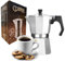 Moka Caffettiera - Alluminio di alta qualità & Acciaio Inox - 150 ml / 300 ml - Per induzione e piani cottura - In nero e argento - Puro al caffè italiano originale (argento, acciaio inossidabile, 300