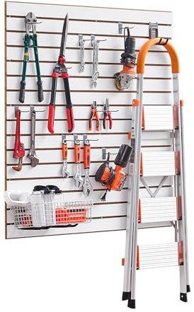 VEVOR Panneau à Lattes Mural Garage, 1220x1220 mm, Panneau Rangement Outils en MDF avec Conception Modulaire, Porte-outils Muraux pour Affichage, Organisation, Stockage, Atelier, Artisanal, Blanc