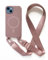 Leather Armor Handykette Hülle für iPhone 13(6.1) mit Band Halsband Lanyard (abnehmbar) Handyhülle, Verstellbarer Lanyard.Magnetisch Stoßfest Silikonhülle Wireless Charging kompatibel .-Rosa