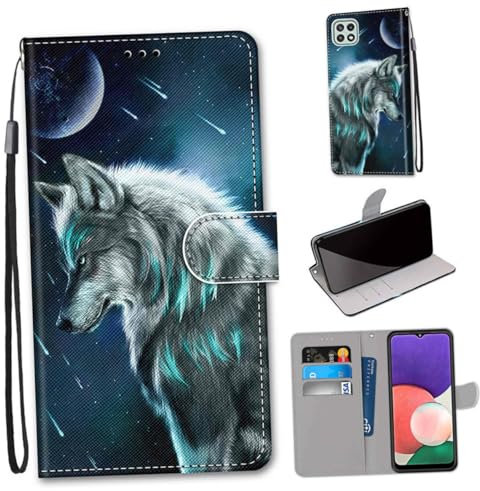 Lurrose PU Leather Case with Cards Holder Magnetic Flipping Phone Cover Kickstand Function Precise Cutouts Stylish Painted Design