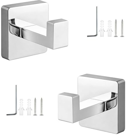 LWLWA Haken für Handtücher, Edelstahl Handtuchhaken zum Bohren, 2 Stück | Verdeckte Bohrung Haken Badezimmer, Silber Wandhaken Edelstahl, für Bad, Küche und Schlafzimmer
