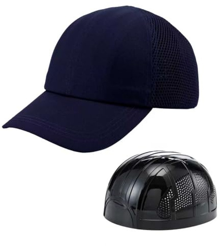 Safety Bump Cap, Baseball Hat with Removable ABS Insert(Navy-Long Brim)